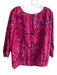 Jose Size M Pink Multi 100% Silk Long Sleeve Abstract Print V Back Top Pink Multi / M