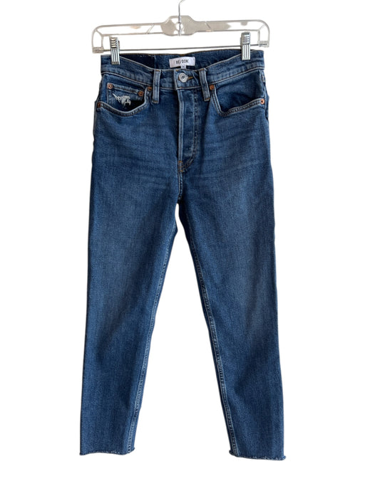 RE/DONE Size 26 Dark Wash Cotton Denim Button Fly High Rise Skinny Jeans Dark Wash / 26