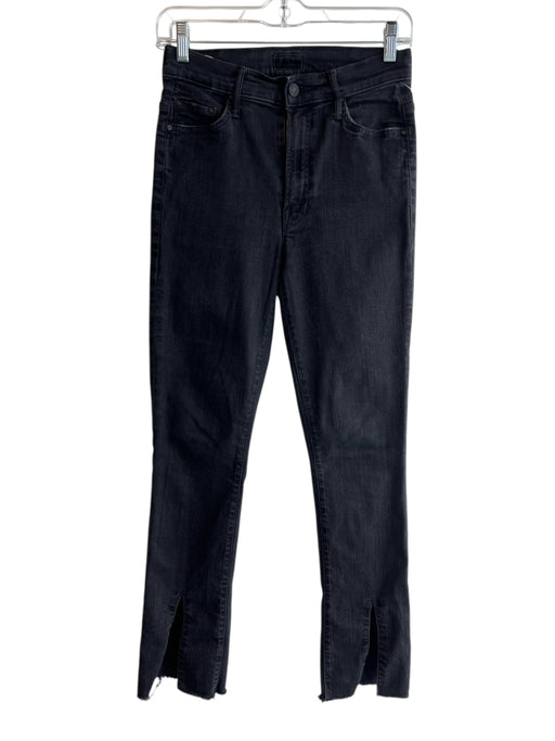 Mother Size 27 Black Cotton Denim High Rise Zip Fly Ankle Slits Jeans Black / 27