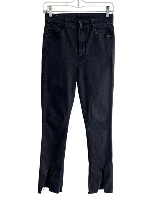 Mother Size 27 Black Cotton Denim High Rise Zip Fly Ankle Slits Jeans Black / 27