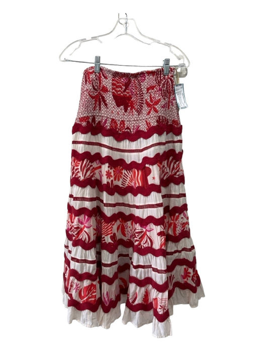 Farm Rio Size M Red & Multi Cotton All Over Print Applique Tie Detail Skirt Set Red & Multi / M