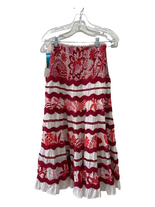 Farm Rio Size M Red & Multi Cotton All Over Print Applique Tie Detail Skirt Set Red & Multi / M