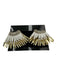 Mignonne Gavigan White & Gold Plastic Beaded Wing Post Back Earrings White & Gold