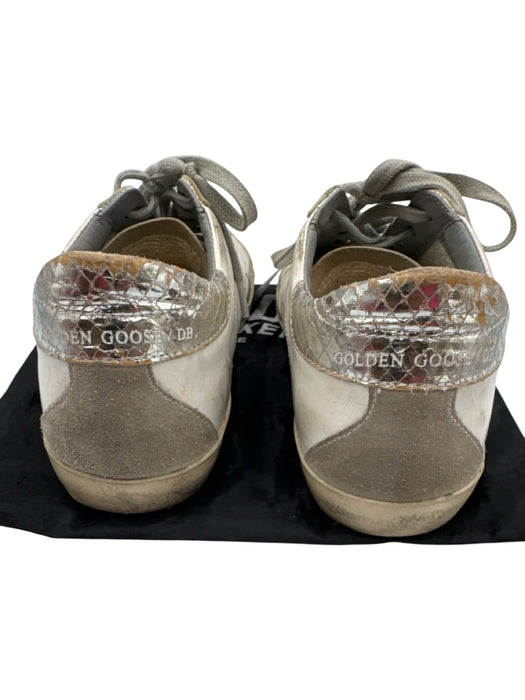Golden Goose Shoe Size 39 White, Gray, Silver Leather Metallic Low Top Sneakers White, Gray, Silver / 39
