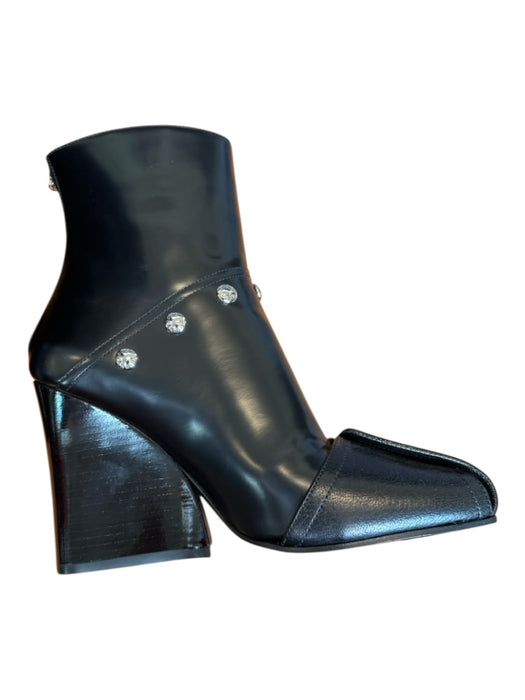 Louis Vuitton Shoe Size 39 Black & Silver Leather Block Heel Studded SHW Boots Black & Silver / 39