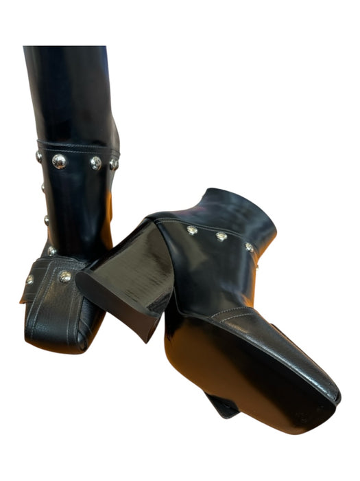 Louis Vuitton Shoe Size 39 Black & Silver Leather Block Heel Studded SHW Boots Black & Silver / 39