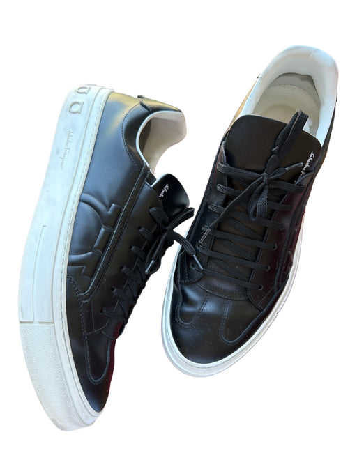 Salvatore Ferragamo Shoe Size 13 Black & White Leather Lace Up Athletic Sneakers Black & White / 13