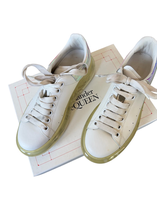 Alexander McQueen Shoe Size 39.5 White & Multi Leather Iridescent Sneakers White & Multi / 39.5