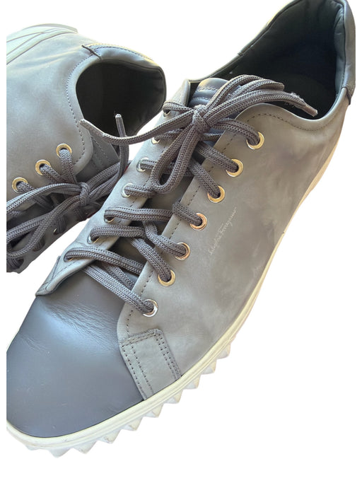 Salvatore Ferragamo Shoe Size 13 Gray & White Suede Lace Up Athletic Sneakers Gray & White / 13