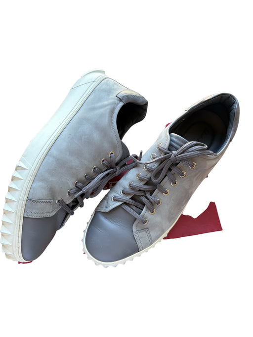 Salvatore Ferragamo Shoe Size 13 Gray & White Suede Lace Up Athletic Sneakers Gray & White / 13