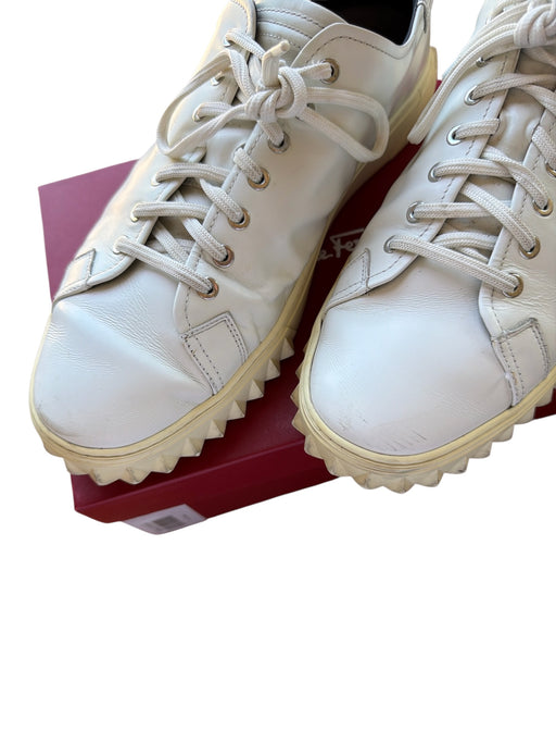 Salvatore Ferragamo Shoe Size 13 AS IS White Leather Lace Up Athletic Sneakers White / 13