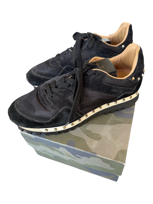 Valentino Shoe Size 39 Black & Gray Suede & Canvas Rockstud Camo Sneakers Black & Gray / 39