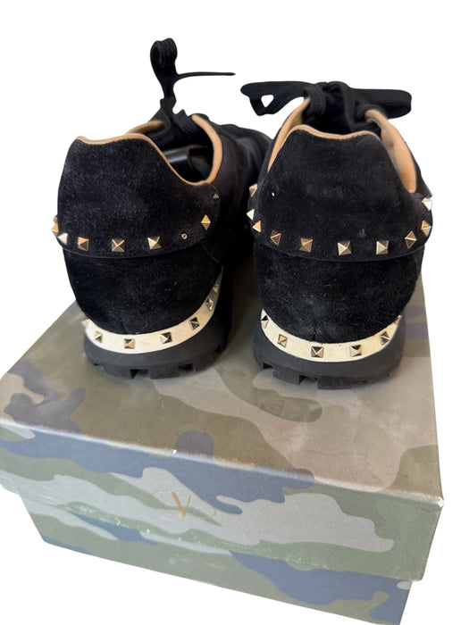 Valentino Shoe Size 39 Black & Gray Suede & Canvas Rockstud Camo Sneakers Black & Gray / 39