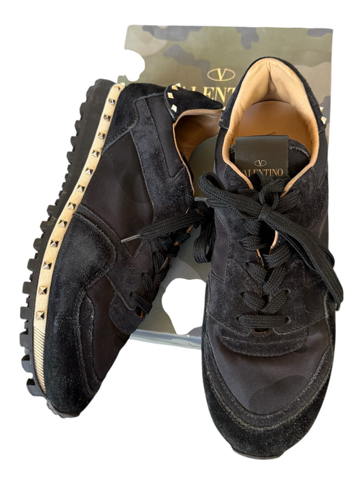 Valentino Shoe Size 39 Black & Gray Suede & Canvas Rockstud Camo Sneakers Black & Gray / 39