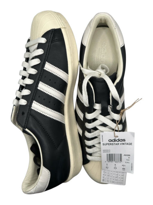 Adidas Shoe Size 9.5 NWT Black & Cream Leather Lace Up Athletic Men's Sneakers Black & Cream / 9.5