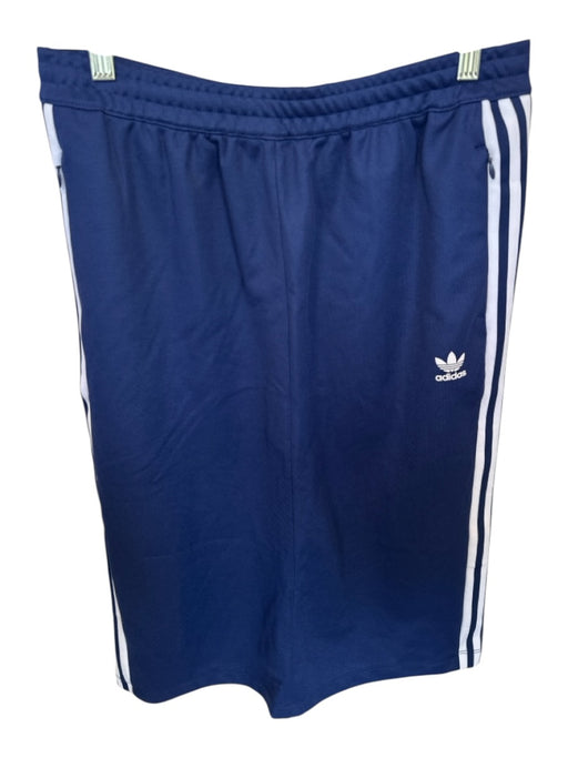 Adidas Size M Navy & white Polyester Drawstring Side Stripe Midi Athletic Skirt Navy & white / M