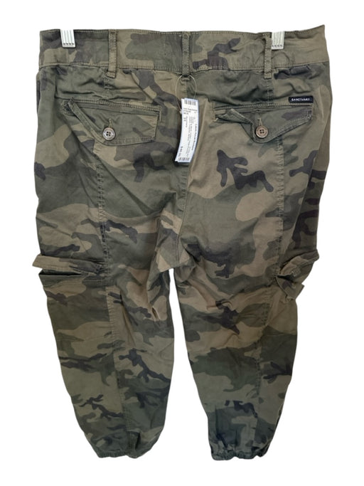 Sanctuary Size 31 Green & Black Cotton Cargo Pockets Camo Cropped Pants Green & Black / 31