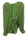 Akris Size 10 Green, Yellow, Black Silk Zip Striped Long Sleeve Sash Inc Top Green, Yellow, Black / 10