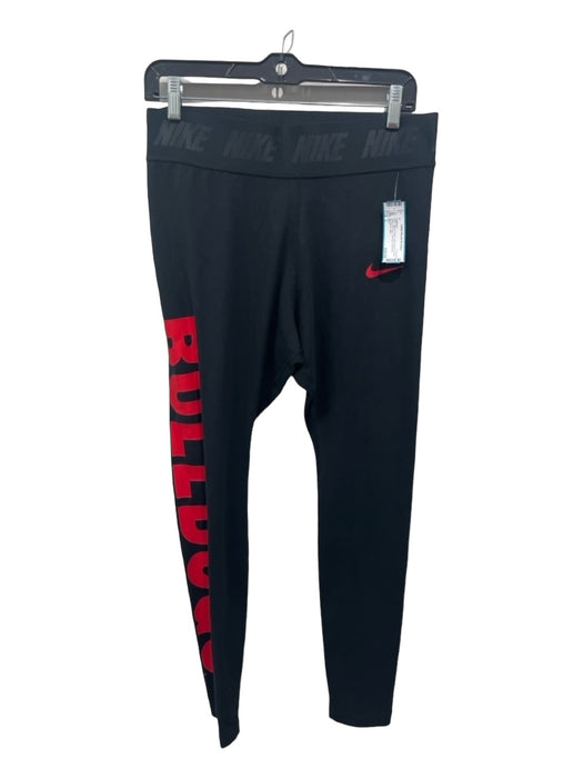 Nike Size L Black & Red Cotton Blend Elastic Waist Mid Rise Bulldog Leggings Black & Red / L