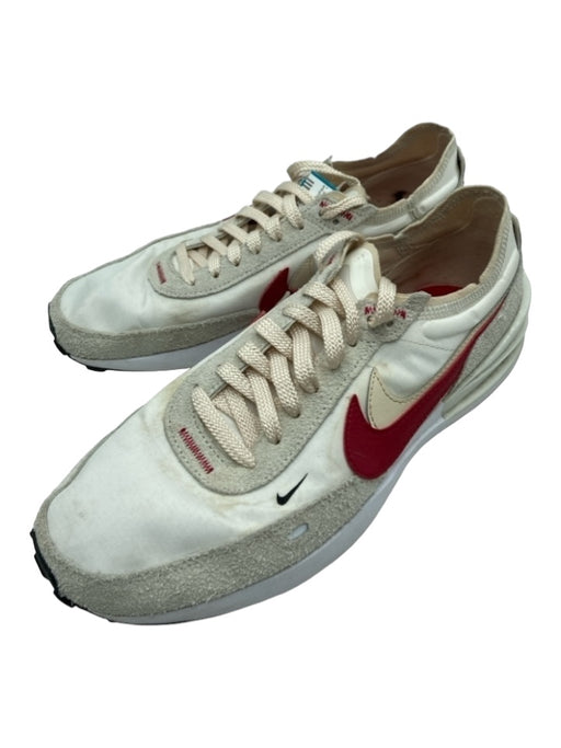 Nike Shoe Size 9.5 White, Tan, Red Synthetic Lace Up Mesh Athletic Sneakers White, Tan, Red / 9.5