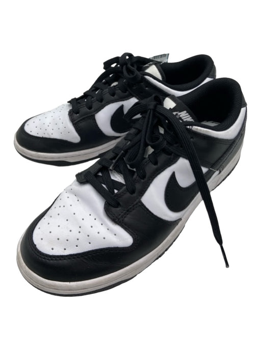 Nike Shoe Size 9.5 Black & White Leather Lace Up Low Top Color Block Sneakers Black & White / 9.5