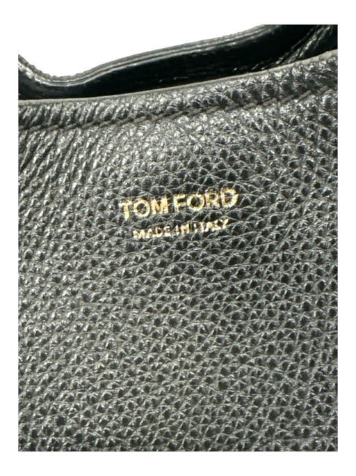 Tom Ford Black & Gold Pebbled Leather Side Zips Top Handle Magnetic Close Bag Black & Gold / Medium