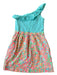 Lilly Pulitzer Size M Aqua & Pink Print Cotton Blend One Shoulder Dress Aqua & Pink Print / M