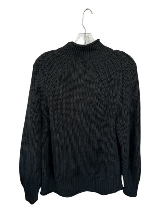 J. Crew Size S Black Cotton Mock Neck Chunky Knit Long Sleeve Sweater Black / S