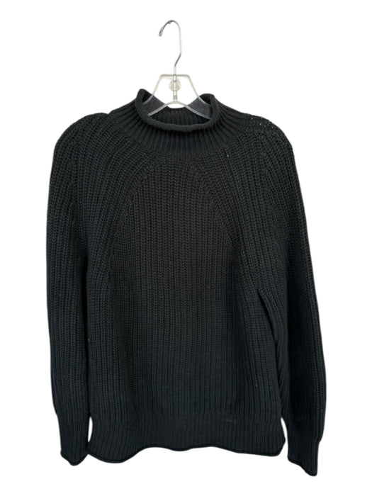 J. Crew Size S Black Cotton Mock Neck Chunky Knit Long Sleeve Sweater Black / S