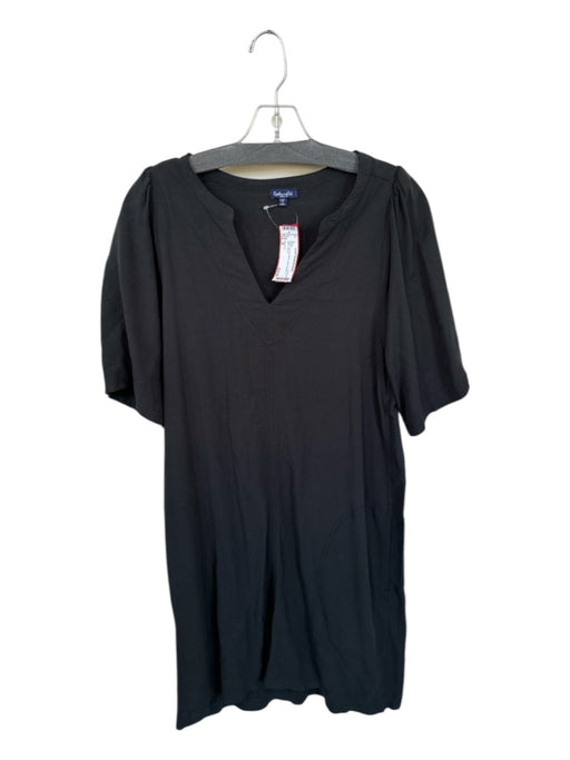 Splendid Size M Black Viscose Blend Short Sleeve V Neck Dress Black / M