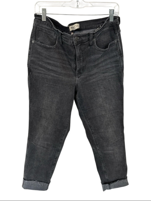 Madewell Size 30T Charcoal Cotton Blend Mid Rise Straight Leg Cuffed Jeans Charcoal / 30T