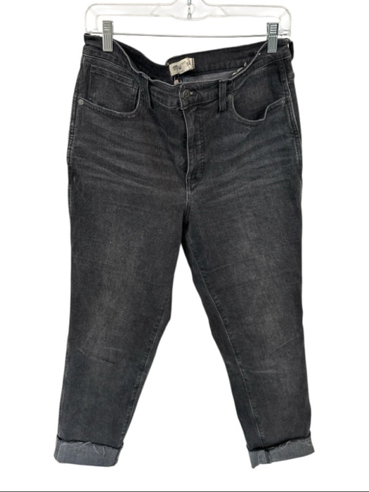 Madewell Size 30T Charcoal Cotton Blend Mid Rise Straight Leg Cuffed Jeans Charcoal / 30T