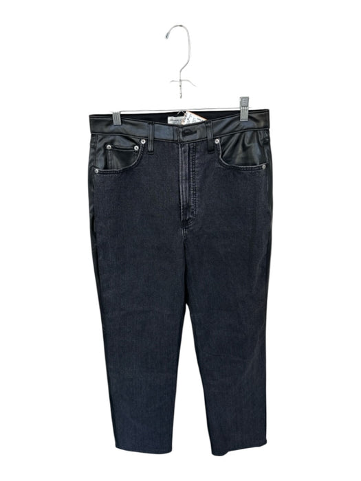 Abercrombie & Fitch Size 30/10 Black Cotton Blend Vegan Leather Zip Fly Pants Black / 30/10