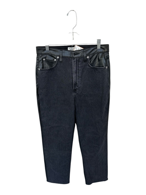 Abercrombie & Fitch Size 30/10 Black Cotton Blend Vegan Leather Zip Fly Pants Black / 30/10