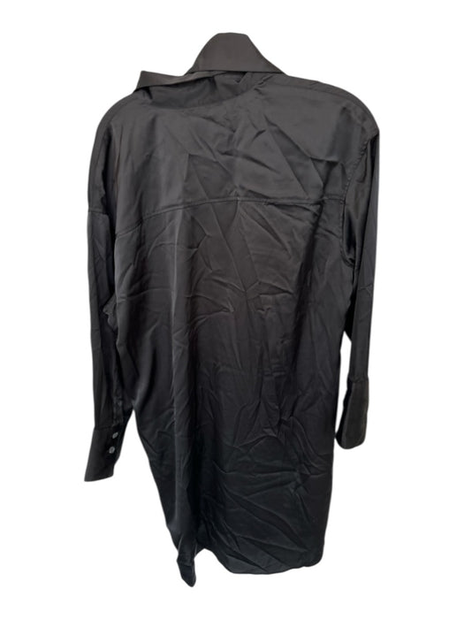 Banana Republic Size L Black Polyester Blend Button Up Collar Long Sleeve Dress Black / L