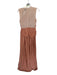 Innovare Denim Size S Peach & Tan Polyester Mesh Sleeveless Pleated Maxi Gown Peach & Tan / S