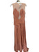 Innovare Denim Size S Peach & Tan Polyester Mesh Sleeveless Pleated Maxi Gown Peach & Tan / S