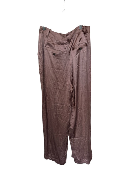 Madewell Size 6 Brown Polyester & Viscose Shiny Button & Zip Front pleats Pants Brown / 6
