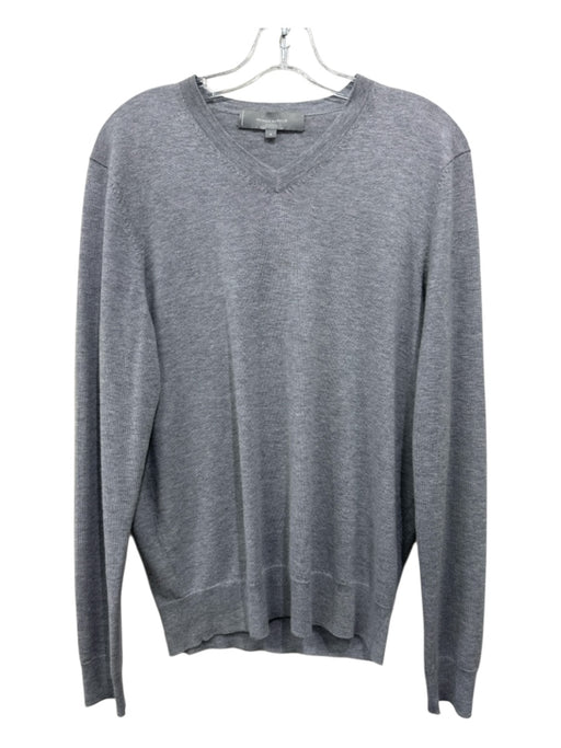 Nieman Marcus Size S Gray Cashmere Blend Solid V Neck Men's Sweater Gray / S