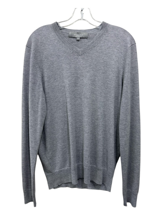 Nieman Marcus Size S Gray Cashmere Blend Solid V Neck Men's Sweater Gray / S