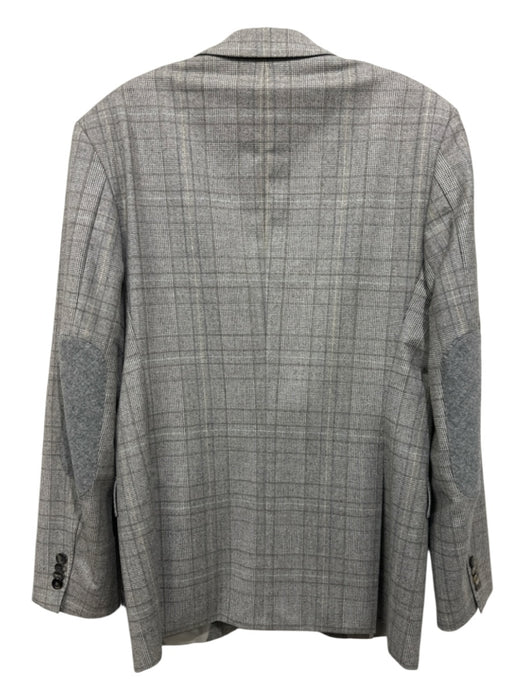 Boss Gray & Beige Print Wool Blend Plaid 2 Button Men's Blazer Gray & Beige Print / 38