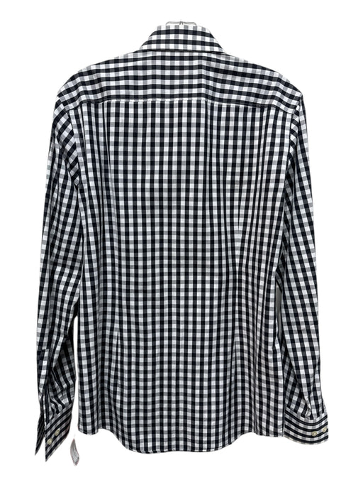 Boss Size 15.5 Black & White Cotton Blend Gingham Button Up Long Sleeve Shirt Black & White / 15.5