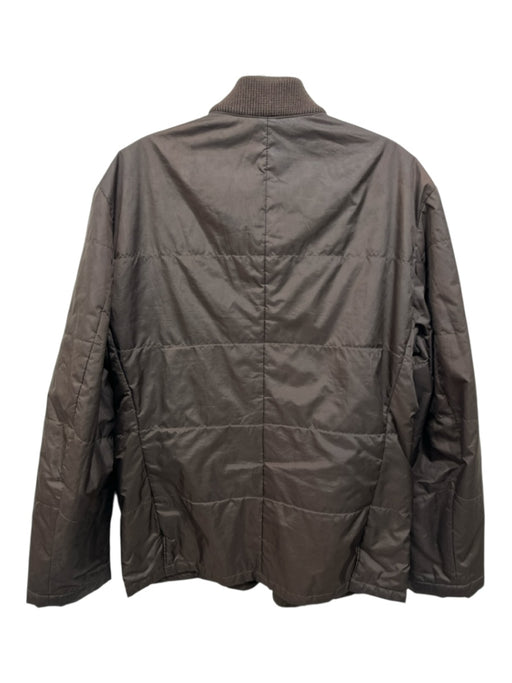 Boss Size Est M Brown Polyester Quilted Snap Buttons Men's Jacket Brown / Est M