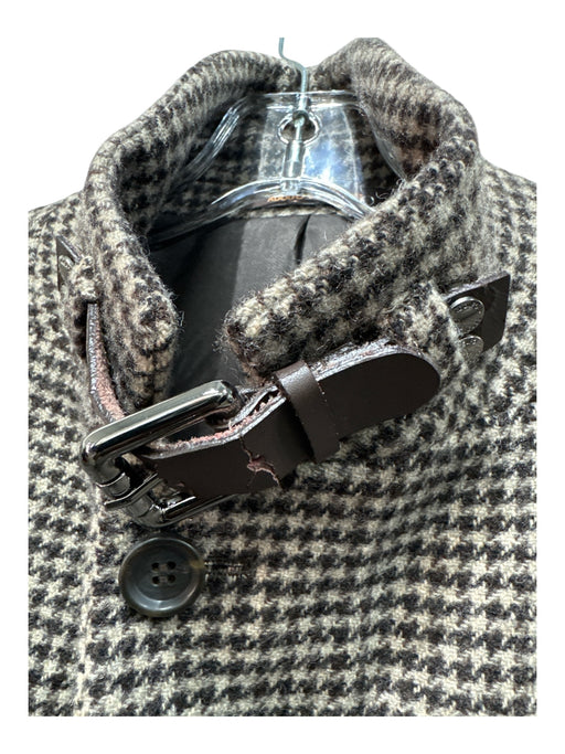 Adolfo Dominguez Brown & Beige Print Wool Houndstooth Zipper Detail Men's Blazer Brown & Beige Print / 48