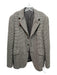 Adolfo Dominguez Brown & Beige Print Wool Houndstooth Zipper Detail Men's Blazer Brown & Beige Print / 48