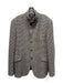 Adolfo Dominguez Brown & Beige Print Wool Houndstooth Zipper Detail Men's Blazer Brown & Beige Print / 48