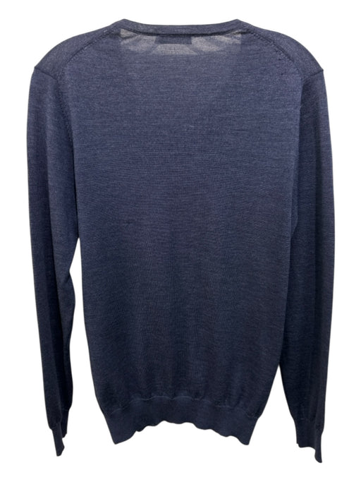 Suitsupply Size S Blue Merino Wool Solid V Neck Men's Sweater Blue / S