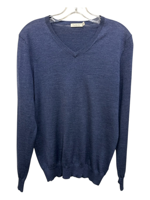 Suitsupply Size S Blue Merino Wool Solid V Neck Men's Sweater Blue / S