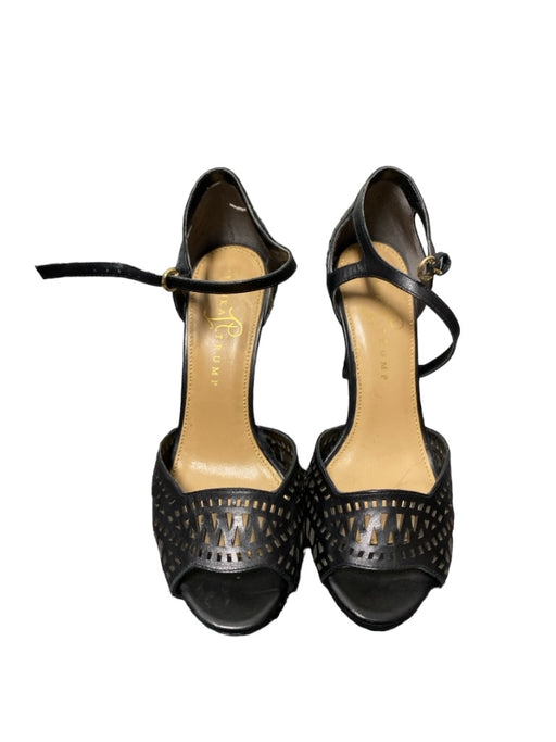 Ivanka Trump Shoe Size 7 Black Leather Perforated Peep Toe Strappy Shoes Black / 7