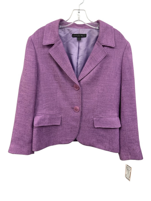 Lafayette 148 Size 8 Purple Acrylic Blend Tweed Flap Pocket Blazer Jacket Purple / 8